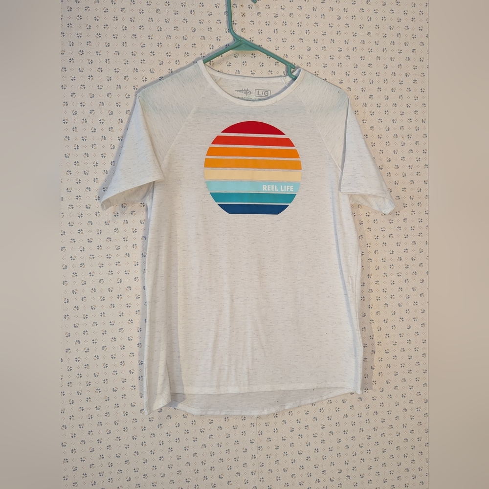 Reel Life T Shirt Top Logo Graphic Circle Pattern Quick Dry Watersports Fishing